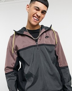 Лиловая/темно-серая куртка с короткой молнией в стиле колор-блок Nike-Сиреневый