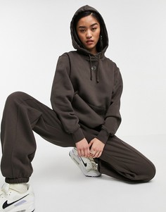 Худи темно-коричневого цвета с металлизированным логотипом-галочкой Nike-Многоцветный