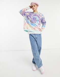Разноцветный трикотажный джемпер с принтом тай-дай ASOS DESIGN-Розовый цвет