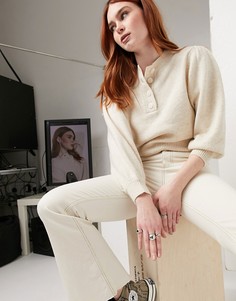 Бежевый джемпер с планкой на пуговицах ASOS DESIGN