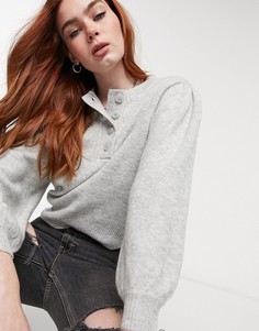 Серый джемпер с планкой на пуговицах ASOS DESIGN