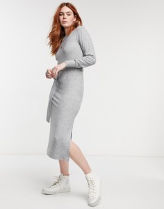 Серое меланжевое платье миди Topshop-Серый