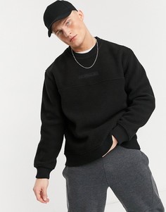 Черный свитшот из искусственного меха с круглым вырезом Topman-Черный цвет