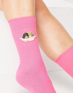 Розовые носки с ангелами Fiorucci-Розовый цвет