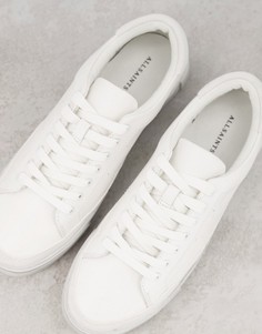 Белые кожаные кроссовки на платформе AllSaints Trish-Белый