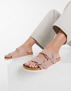 Пыльно-розовые сандалии с двумя ремешками и пряжками ASOS DESIGN Fewer-Розовый цвет