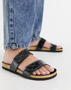 Черные сандалии с двумя ремешками ASOS DESIGN Frankly-Черный цвет