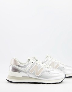 Серебристые кроссовки New Balance 574-Серебристый