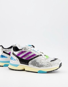 Серебристые кроссовки с пайетками adidas Originals ZX 4000-Серебристый