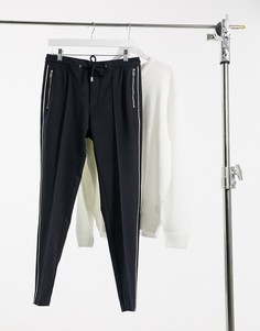 Темно-синие джоггеры с полосками по бокам River Island-Темно-синий
