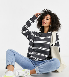 Темно-серый лонгслив в двойную полоску с манжетами ASOS DESIGN Tall-Многоцветный