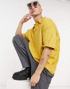 Желтая трикотажная oversized-футболка с воротником поло ASOS DESIGN-Желтый