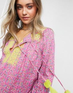 Розовый топ из хлопка с вышивкой J. Crew-Розовый цвет