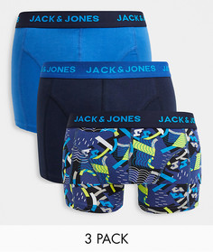 Комплект из 3 синих боксеров-брифов Jack & Jones-Многоцветный