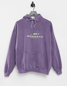 Oversized-худи фиолетового цвета с принтом "Motorcross" Mennace-Сиреневый