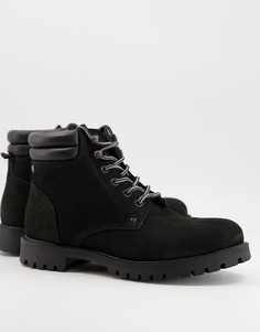 Черные кожаные ботинки на шнуровке Jack & Jones-Черный цвет