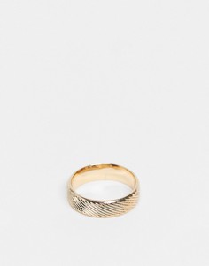 Золотистое широкое кольцо с наклонной резьбой ASOS DESIGN-Золотистый