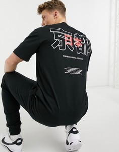 Черная oversized-футболка с принтом на спине Only & Sons-Черный цвет