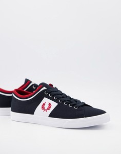 Темно-синие кроссовки из саржи с кантом на манжетах Fred Perry Underspin-Темно-синий