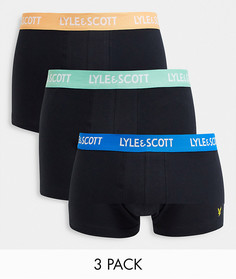 Набор из трех боксеров-брифов черного цвета с контрастными поясами Lyle & Scott-Черный цвет