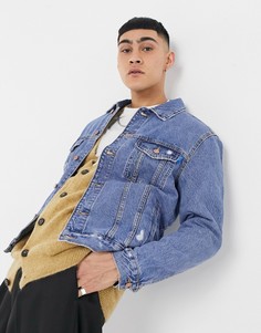 Синяя джинсовая куртка Bershka-Голубой