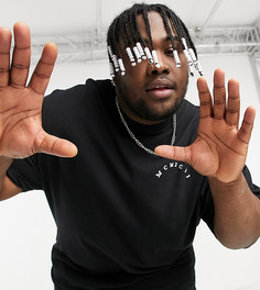 Черная oversized-футболка с принтом римских цифр на груди и спине ASOS DESIGN Plus-Черный цвет