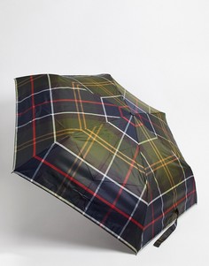 Небольшой зонт в клетку тартан Barbour-Светло-коричневый