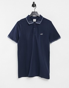 Темно-синяя футболка-поло с контрастным воротником Jack & Jones Core-Темно-синий