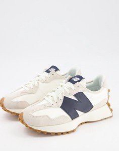 Кроссовки в белом и темно-синем цвете New Balance 327-Темно-синий