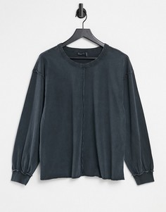Oversized-лонгслив выбеленного черного цвета с декоративными швами ASOS DESIGN-Черный цвет