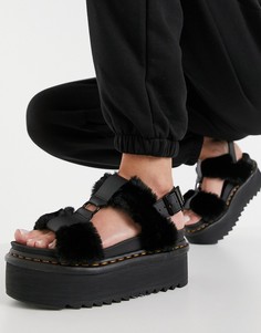 Черные сандалии Dr Martens Francis Fluffy-Черный цвет