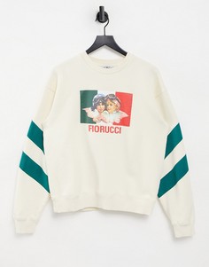 Белый свитшот с логотипом и двумя ангелами-гонщиками (от комплекта) Fiorucci