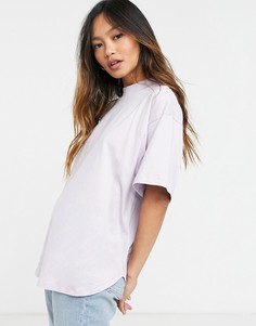 Сиреневая футболка с асимметричным краем и высоким воротником ASOS DESIGN-Сиреневый