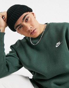 Свитшот цвета хаки с круглым вырезом Nike Club-Зеленый цвет