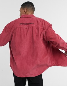 Oversized-рубашка из мягкого вельвета в рубчик с вышивкой в стиле 90-х ASOS Dark Future-Красный