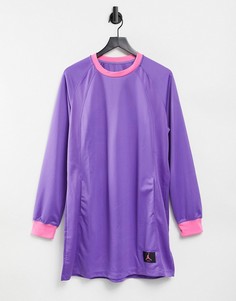 Фиолетовое платье с длинными рукавами, воротом и манжетами розового цвета Jordan-Сиреневый