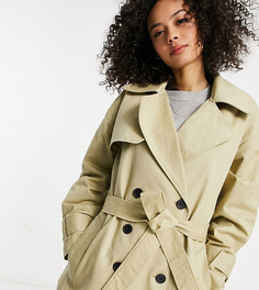 Светло-бежевый тренч в стиле oversized со вставкой в клетку ASOS DESIGN Tall