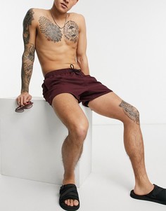 Короткие бордовые шорты для плавания ASOS DESIGN-Красный
