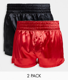 Набор из двух атласных боксеров ASOS DESIGN-Многоцветный