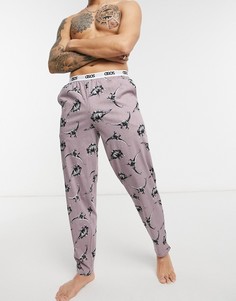 Розовые брюки для дома с принтом динозавров ASOS DESIGN-Розовый цвет