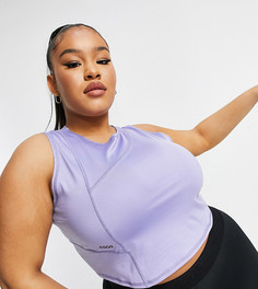 Укороченный топ без рукавов со вставками и декоративными швами ASOS 4505 Curve-Сиреневый