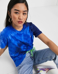 Синяя футболка со спиральным принтом тай-дай и логотипом Polo Ralph Lauren-Голубой