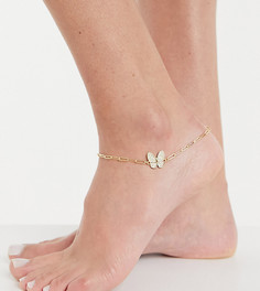 Браслет на ногу с массивной цепочкой и бабочкой Image Gang Curve Exclusive-Золотистый