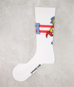 Спортивные носки в университетском стиле с принтом в виде Гомера ASOS DESIGN-Белый