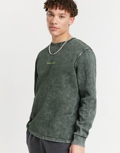 Свитшот цвета выбеленного хаки с принтом Burton Menswear-Серый