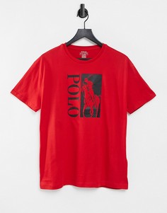 Классическая красная футболка в стиле oversized с фирменной эмблемой игрока спереди Polo Ralph Lauren-Красный