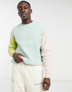 Вязаный джемпер с плюшевой фактурой с короткой молнией ASOS DESIGN-Многоцветный