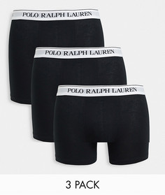 Набор из трех боксеров-брифов с белым контрастным поясом Polo Ralph Lauren-Черный цвет