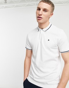 Белая трикотажная футболка поло Jack & Jones Essentials-Белый