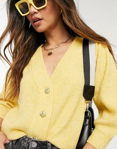 Желтый вязаный кардиган с объемными рукавами Vero Moda